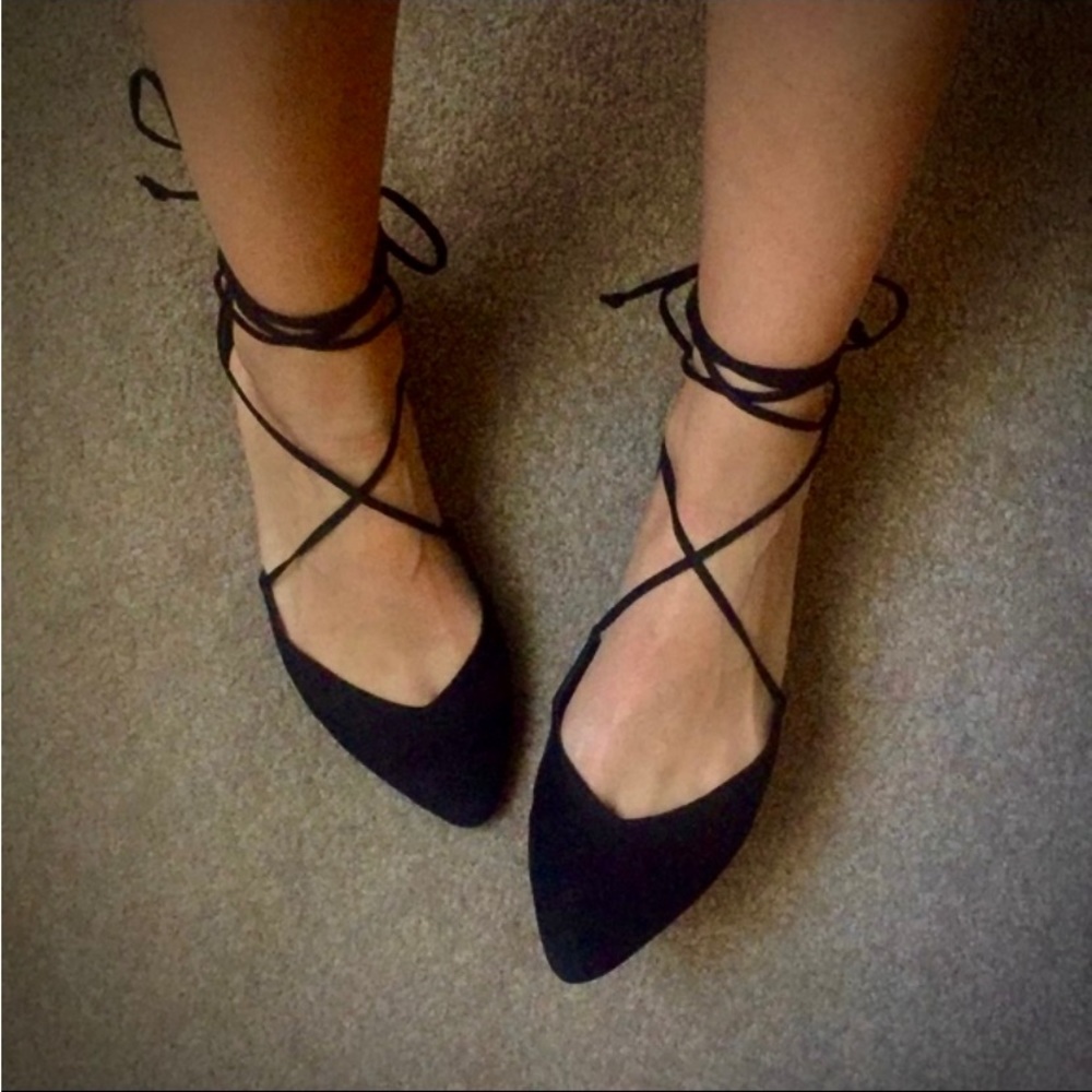 Nine West Pointed Toe Stompino Flats - Black - 9.5